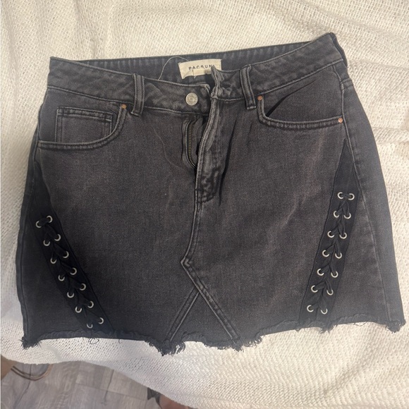 PacSun Charcoal Lace-Up Mini Skirt - Picture 1 of 3